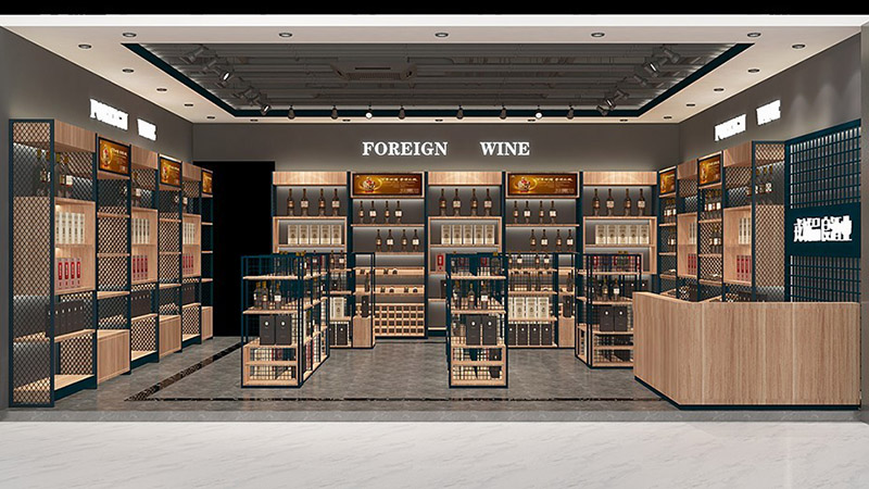 紅酒屋展柜裝修設計方案(圖1)